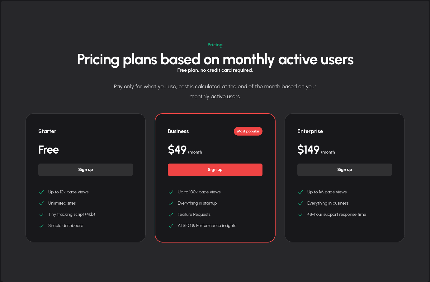 pricing update